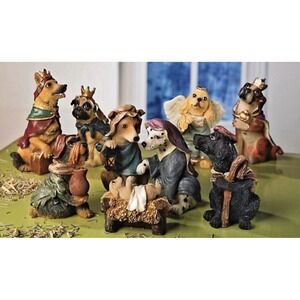 Dog Christmas Nativity Figurines Set of Nine (9) Collectible  Canines Crèche